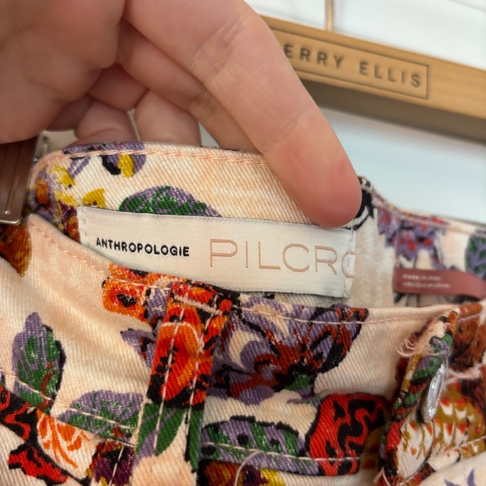 Anthropologie Pilcro The Cigarette Slim Straight Floral Jeans size 28 Boho Fall - Picture 7 of 11